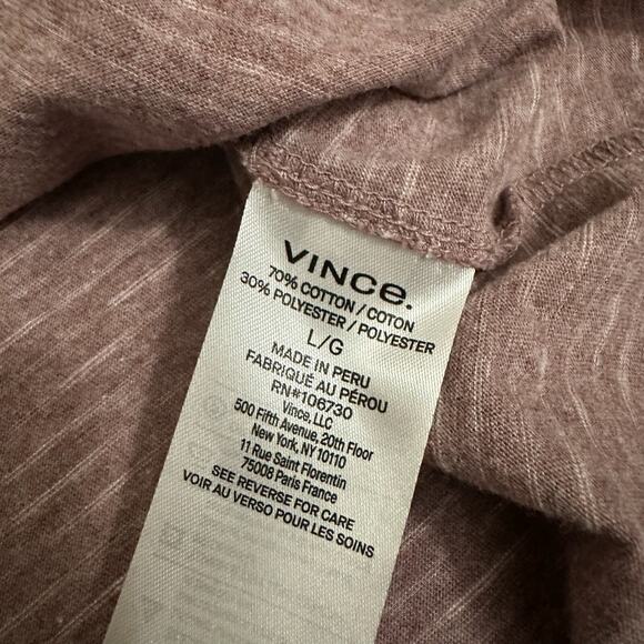 VINCE T-Shirt Dusty Rose Pinstriped Crew Neck Raglan Sleeve Tee Comfort - Picture 6 of 9